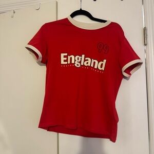 Bershka Red Ringer Tee - England Football Club